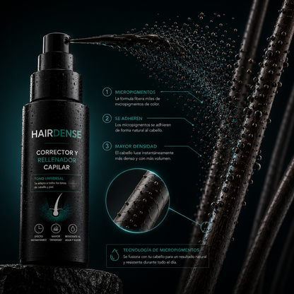 Disimula la calvicie en segundos con Hair Dense™Corrector Capilar en Crema.