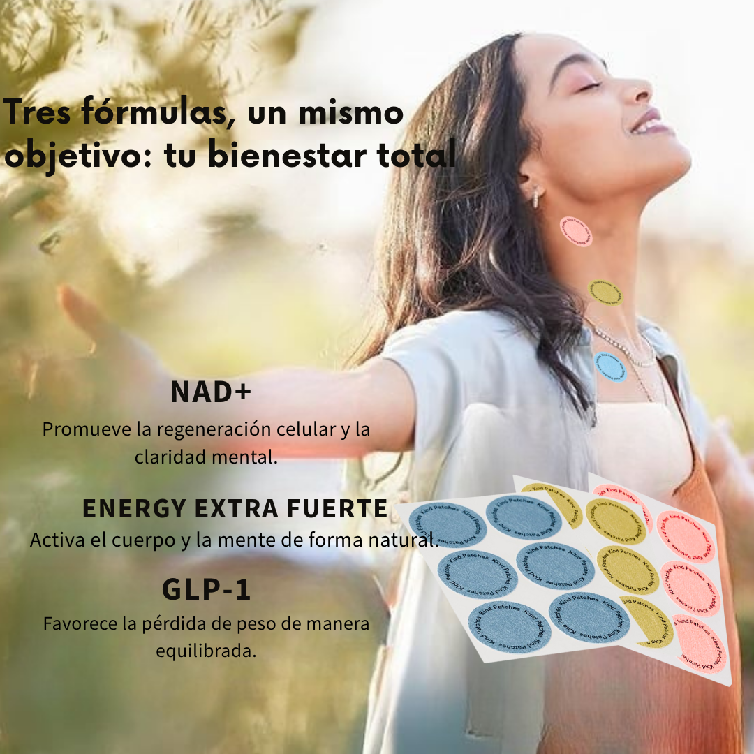 ¡Oferta especial! Set de 3 parches: GLP-1, NAD+ y Energía Extra Fuerte para tu bienestar diario!