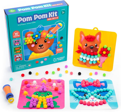 Kit creativo de manualidades con pompones para crear animales.