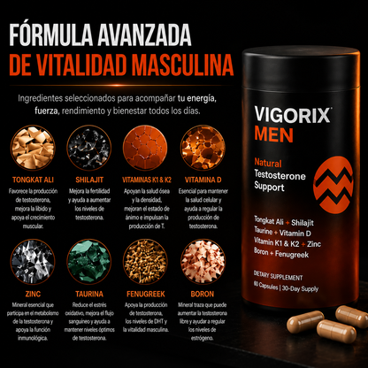 Recupera la energía, fuerza y vitalidad que sentías antes con VIGORIX MEN.