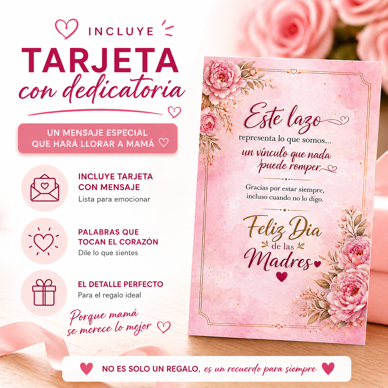 Nudo de Amor 💖El Regalo Perfecto para Mamá + Caja Premium y Tarjeta con Dedicatoria Incluida