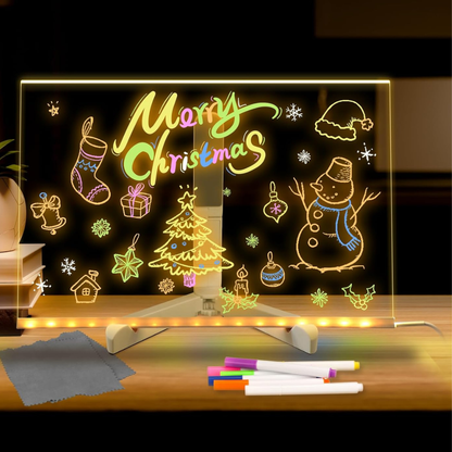 Pizarra LED Mágica LumiKids + 7 Marcadores Neón y Paño para Borrar.