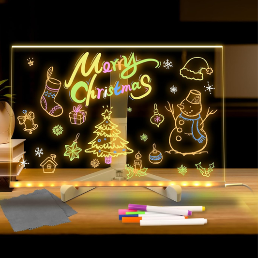 Pizarra LED Mágica LumiKids + 7 Marcadores Neón y Paño para Borrar.