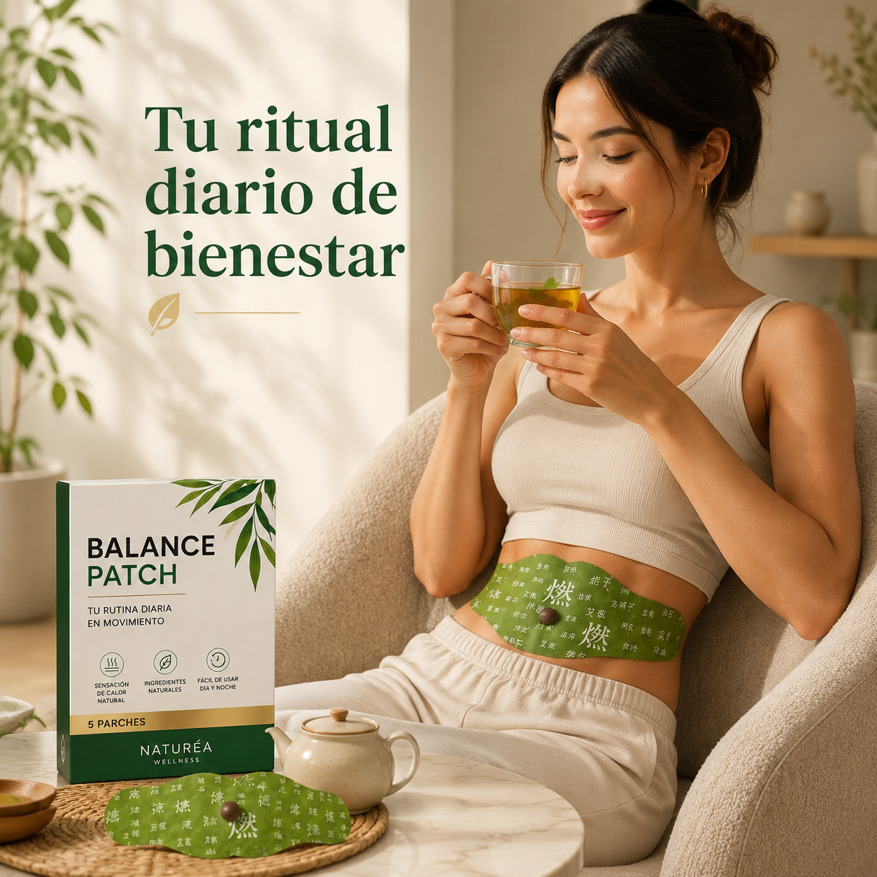 NATURIA™ | Parche Herbal para tu Rutina Diaria.(Paquete de 5 Parches)
