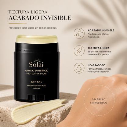 SOLAI™ Sunstick SPF50+  Protección solar invisible para rostro y cuerpo.