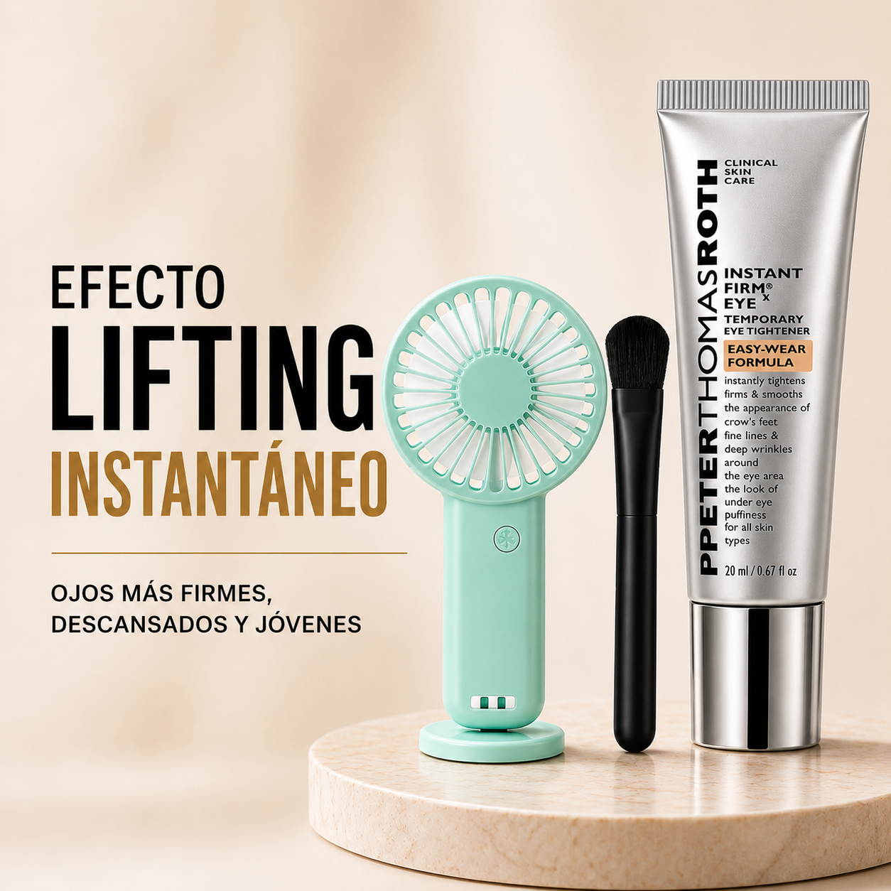 Efecto Lifting Instantáneo | Kit Completo Anti-Edad (Crema + Aplicador + Mini Ventilador)